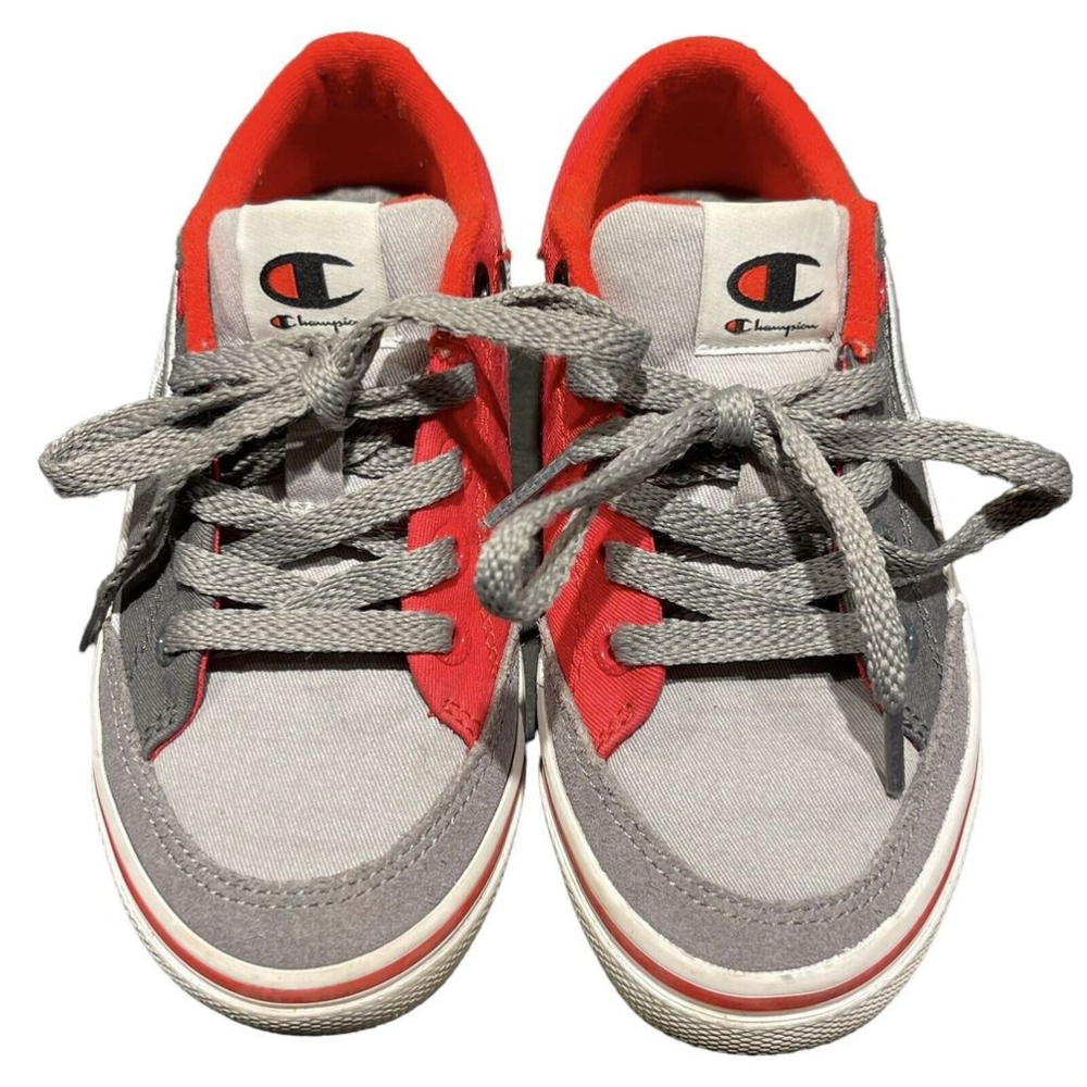KID'S CHAMPION BANDIT COLOR BLOCK LACE‎ SNEAKER RED GREY MULTI SIZE 12 EUC